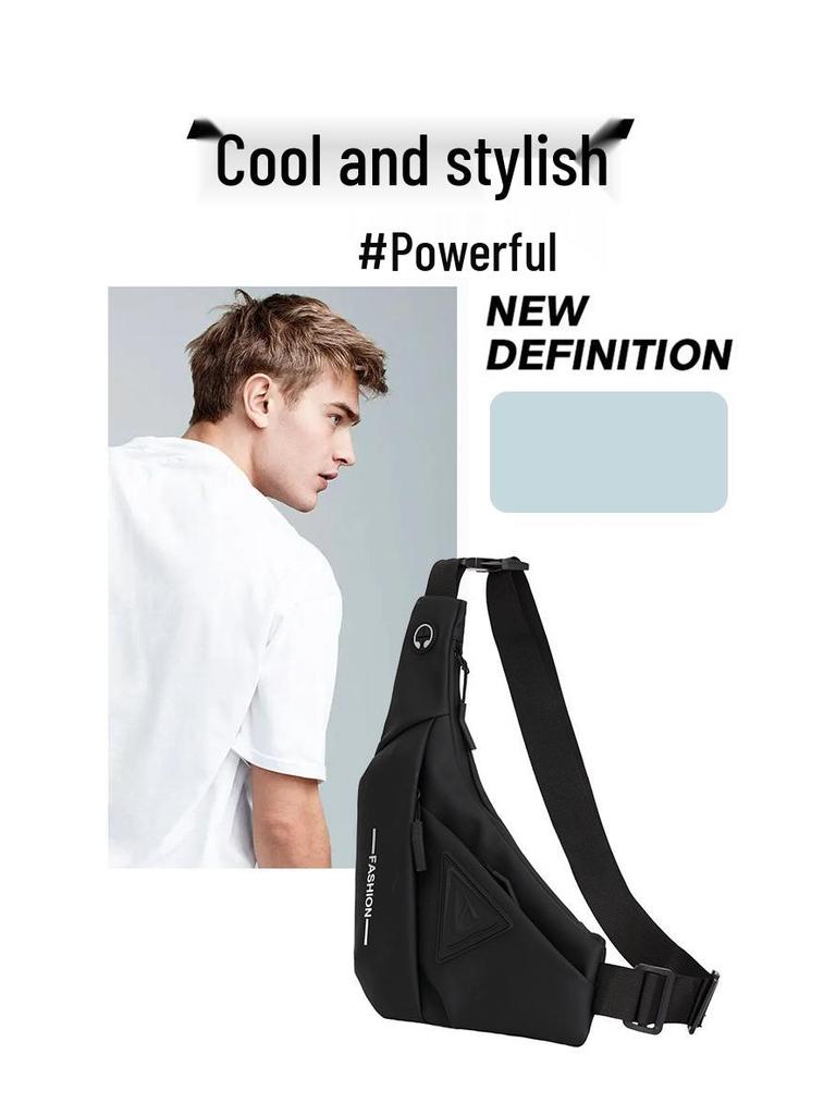 Men's Cross-Body Chest Bag: New Style, Water-Repellent, Travel-Ready, Multifunctional, Single-Shoulder Backpack.