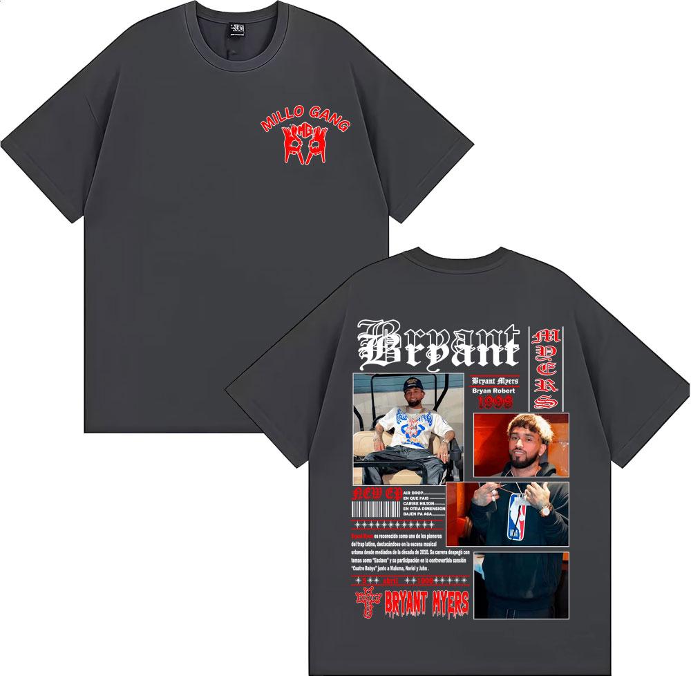 Rapper Bryant Myers Album 2025 Tour Cover T-shirts for Men Harajuku Gothic Streetwear T Shirt Male 100% Cotton Oversized T-shirt
