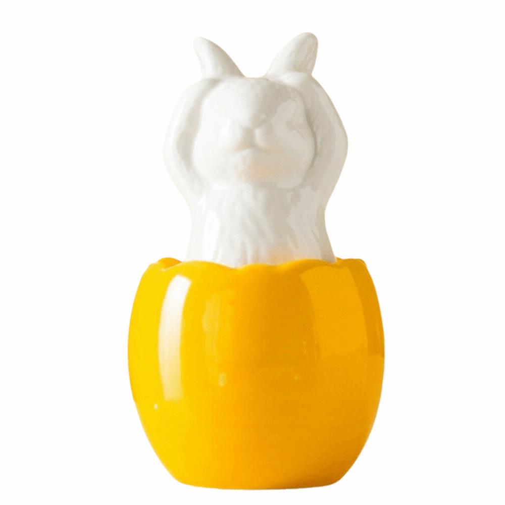 

1/3Pcs Cartoon Easter Egg Shell Rabbit Smooth Finish Ceramic Rabbit Statue Office Desktop Yellow Style 3