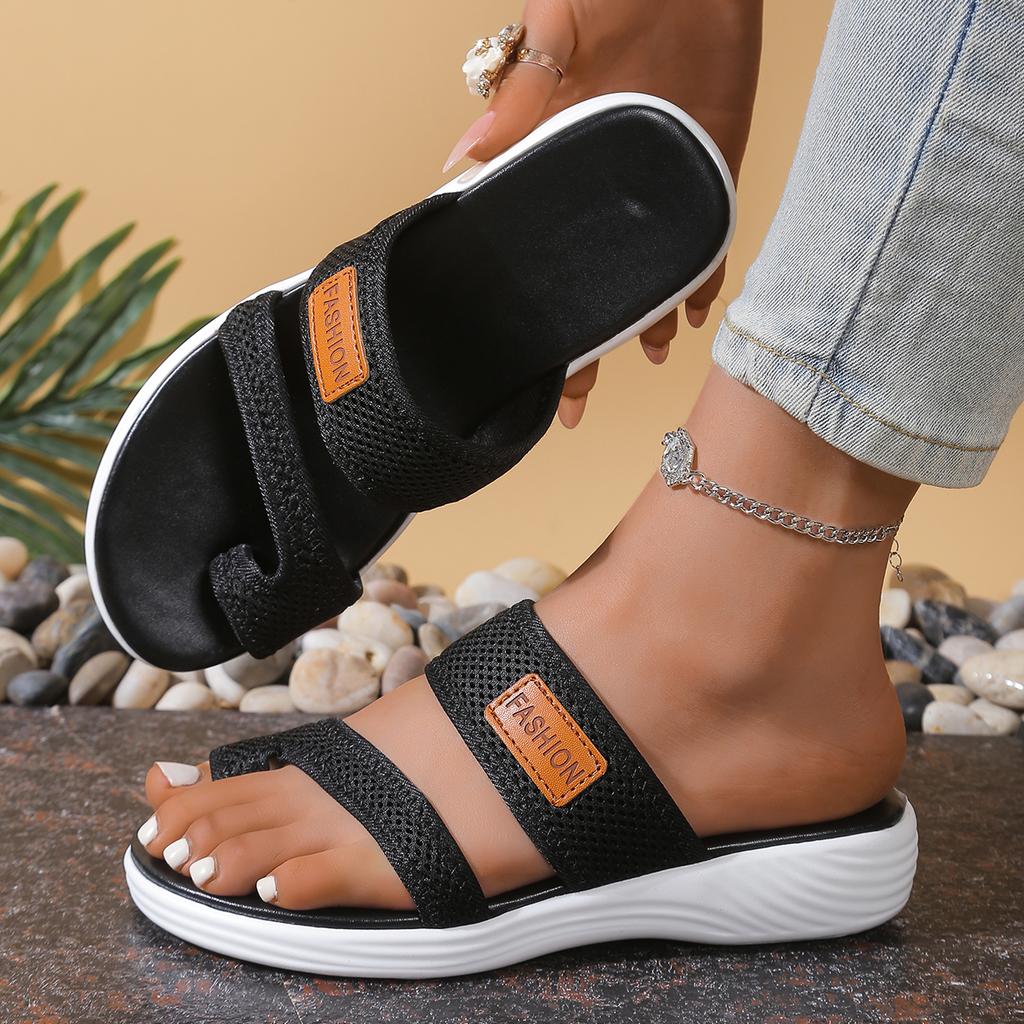 New Women Open Toe Casual Slippers  Breathable Outdoor Beach Platform Sandals Plus Size Solid Color Wedges Shoes Sandalias