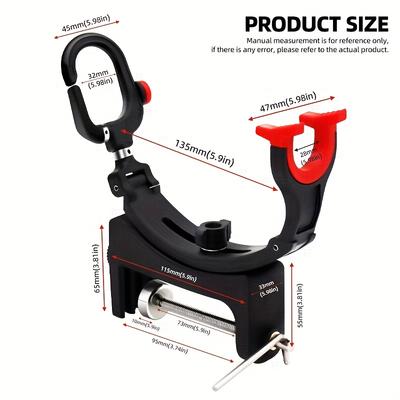 Porte-cannes à pêche rotatif en ABS avec poignée rouge Conception durable et portable pour équipement de pêche légère en bateau ou du bord Support de canne stable