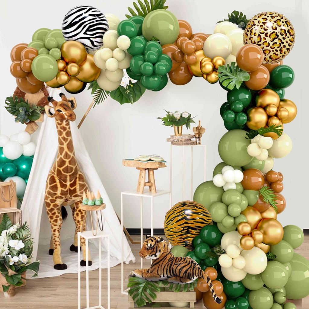 Jungle Animal Balloon Garland Arch Kit Jungle Safari Birthday Party Supplies Kids Boy Baby Shower Latex Balloons Party Decor