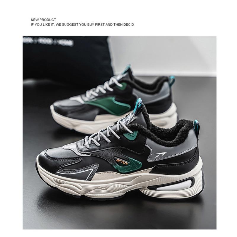 Men S Winter Fleece Lined Thick Sole Casual Dad Sneakers