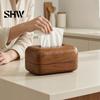 Small Storage Box for Cotton Pads Solid Wood Tissue Box, Rectangular Wooden Dispenser, Flip Top Holder Lid Napkin Case Living Room Bedroom And
