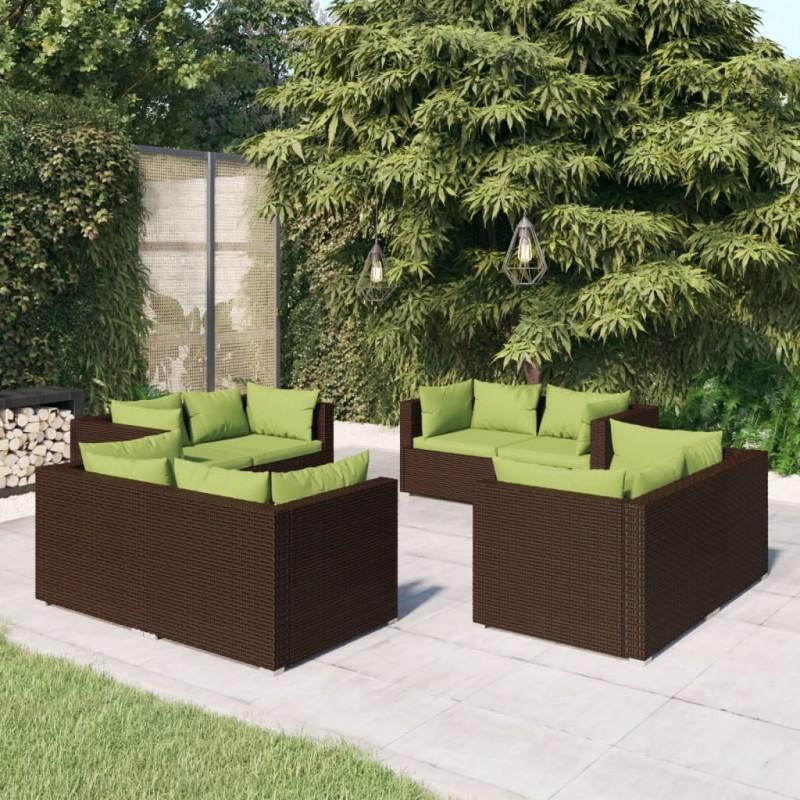 Day and Night - Day and Night 8-piece Garden Sofa Set and Brown Synthetic Rattan Cushions