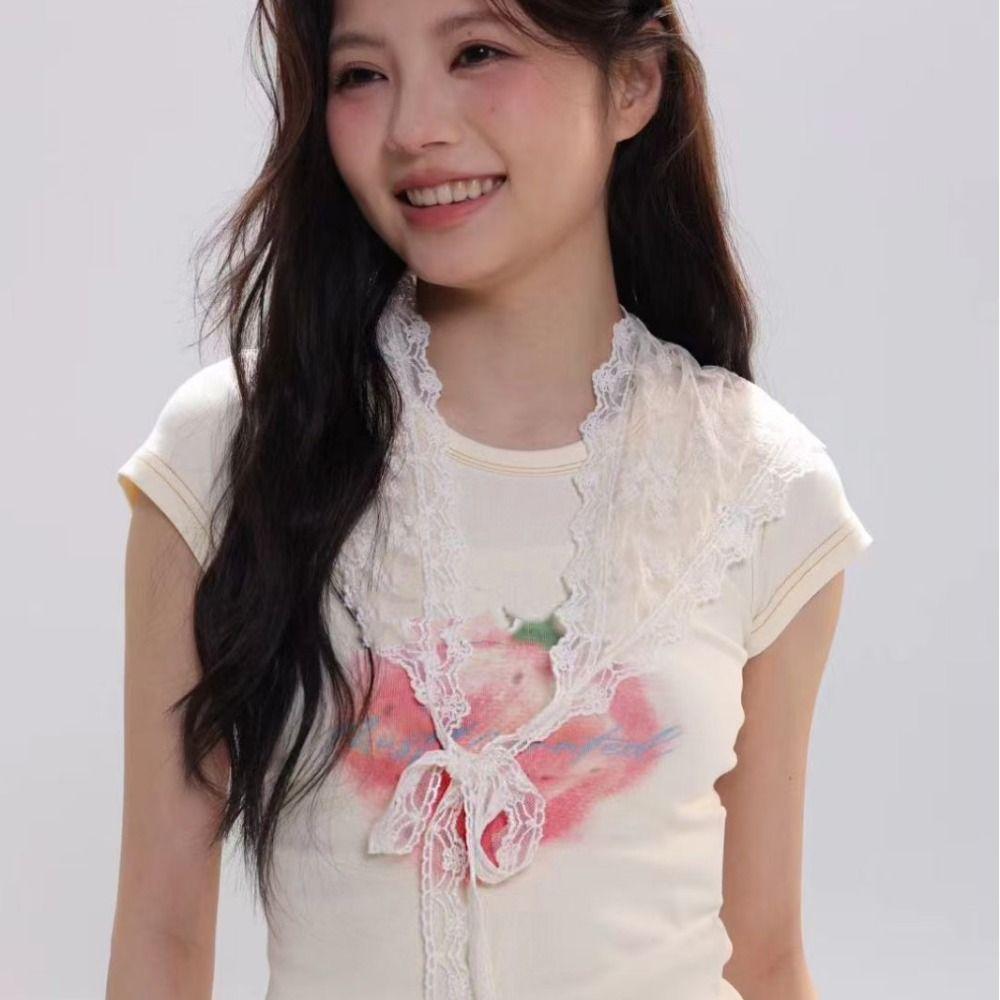 Floral Printed Lace Triangle Scarf Ethnic Style Embroidered Flower Scarves Lace Headband  Travel