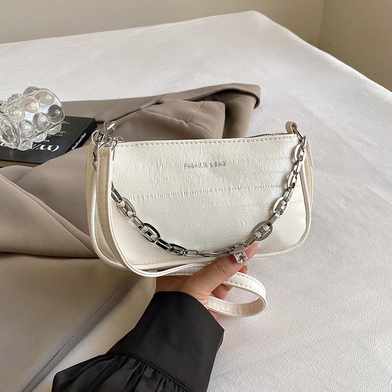 Trendy Small Square Shoulder Bag For Women In Black White Or Silver With Soft Pu Material