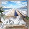 1pc Bohemian Beach Pier Tapestry - Vibrant Ocean Sunset & Wooden Boardwalk Design, Polyester Wall Hanging for Living Room or Bedroom Decor, Perfect Ho
