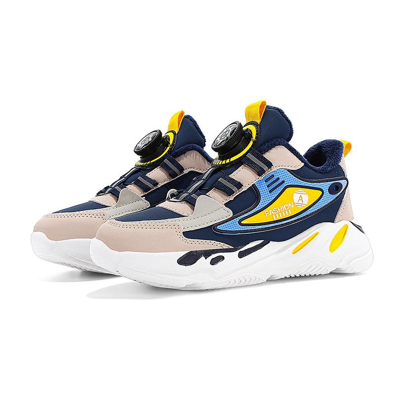 

Осенне-зимние детские зимние ботинки короткие плюшевые теплые нескользящие износостойкие детские вращающиеся кнопки для активного отдыха на природе зимняя спортивная обувь 40 темно-синий