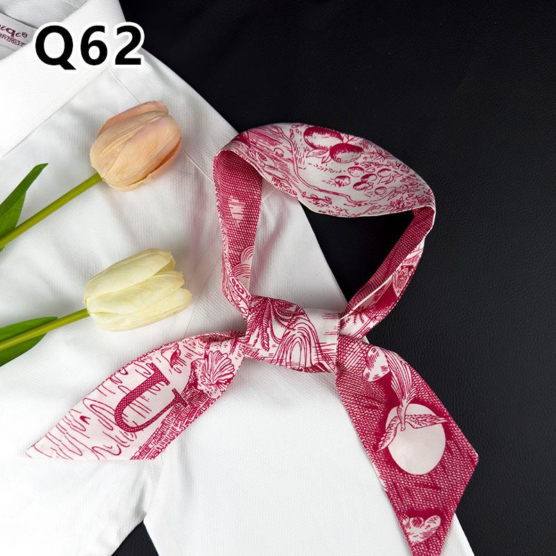 New Long Versatile Silk Scarf Tied Hair Band Bow Letter Floral Streamer Tied Bag Gift Small Silk Scarf