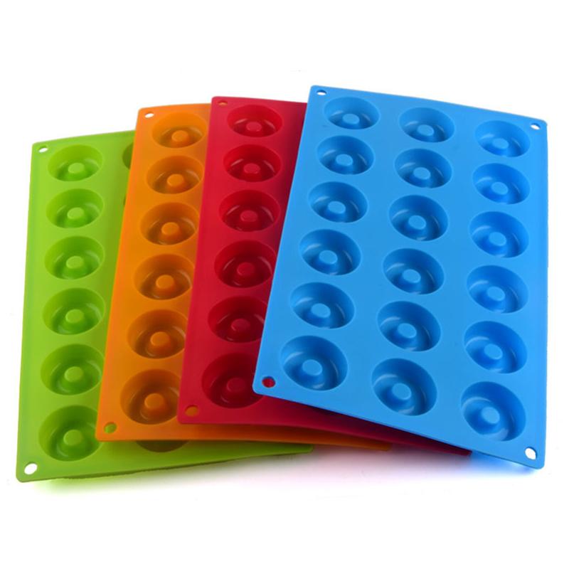 18 Cavity Mini Silicone Donut Mold Non-Stick Chocolate Mould Diy Cookies Dessert Baking Pan Tray Cake Decorating Tools Bakeware