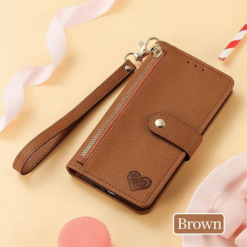 Luxury Zip Leather Wallet Case For Samsung Galaxy S24 S23 FE S22 Plus S21 S20 Note 20 Ultra Coin Purse Cards Solt Holder Cover