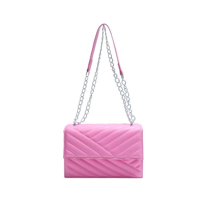 Bag Texture Foreign Style Striped Women's Bag New Year's New Solid Color New Trend Fashionable Beautiful Small Square Bag