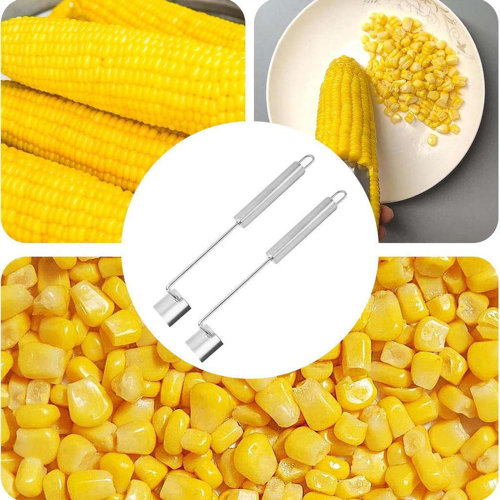 Corn Cob Stripper Stainless Steel Ergonomic Remover 2pieces Corn On The Cob Peeler For Kitchen Vegetable Sweet Salad Home Prep