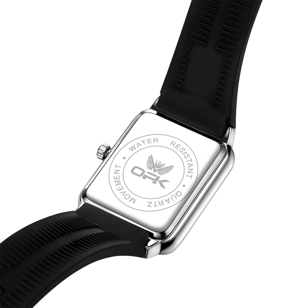 OPK Quartz Watch with Date Easy to Classic Silicone Suitable for and Other White Men's Display, Waterproof, Read, Stylish, Design, Band, School, Work,