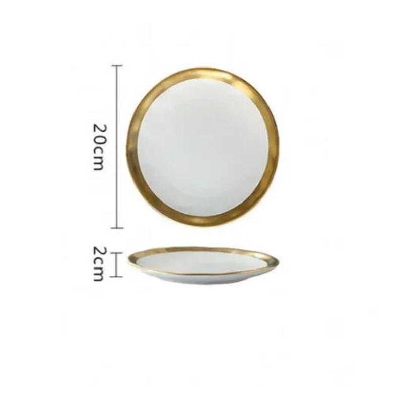 European Style Gold Side Black Plate Retro  Matte Steak Dish Dessert Tray Kitchen Dinner Plates Ceramic Dishes Bowls 1pcs