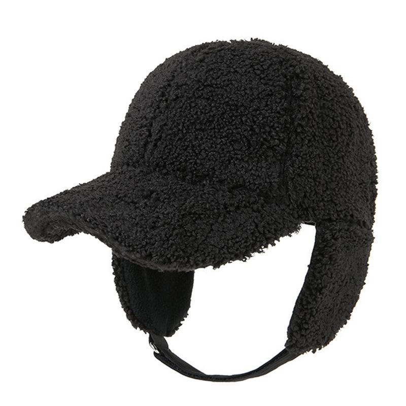 Autumn/Winter Korean Style Plus Size Warm Lamb Fleece Ear Protection Baseball Cap - Unisex Cold-Proof Plush Duckbill Hat