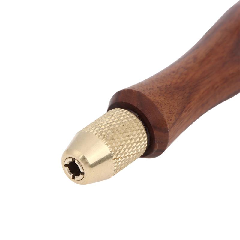 Wooden File Grip Handle With Brass Collet Chuck Mini Hand File DIY Polishing Tool Replacement Accessories