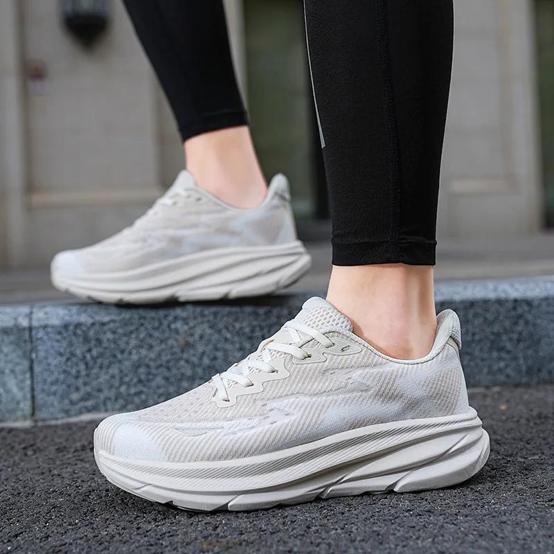 Ultra Light Men's Running Shoes Summer Breathable Thick Sole Mesh Surface Marathon Soft Bottom Shock Absorption Running Shoes