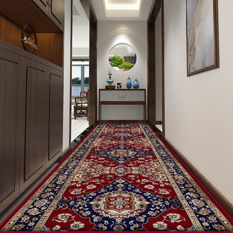 European Style Long Corridor Carpet Living Room Decoration Hallway Runner Rug Persian Style Easy Clean Non-slip Stair Custom mat