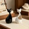 Desktop Succulents Holder Cute Cat-Shaped Sculpture, Hollow Out Ceramic Kitty Flower Pot with Smiling Face, Adorable Modern Planter Decor &