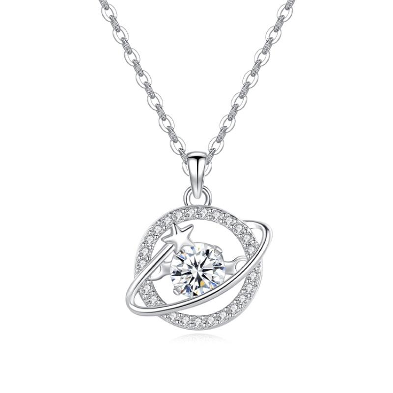 

Planet Trajectory Planet S925 Sterling Silver Necklace Niche Design Beating Heart Smart Pendant Light Luxury Necklace 925 Silver