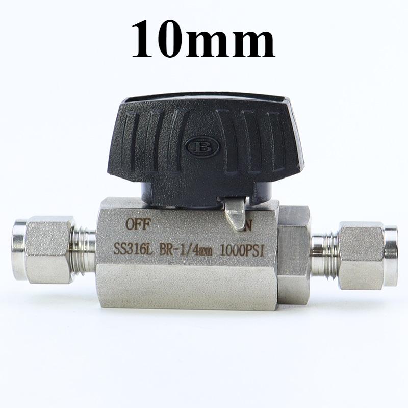 6 8 10 12 14 16 mm 1/4" 3/8" 1/2" 3/4" 1" Inch Tube OD Compression Union 316L Stainles Steel Hex Ball Valve 1000 PSI
