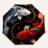 "Yin Yang Koi Fish Circular  Decor"Umbrella, Portable 3-Fold Compact Umbrella for Men & Women ES42