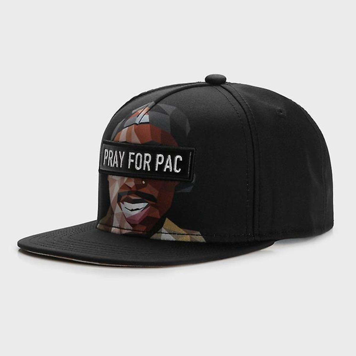 Pray For Pac Hip Hop Innovative Flat Rim Cap Adult Unisex Baseball Cap чёрный