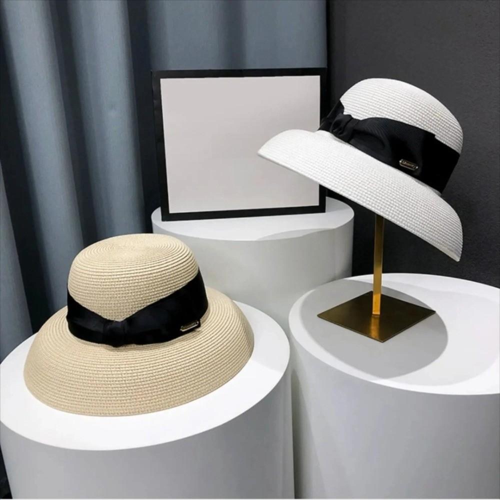 Wide Brim Women Straw Hat Summer Face Covering Sun Hat French Beach Sun Hat For Beach Vacation