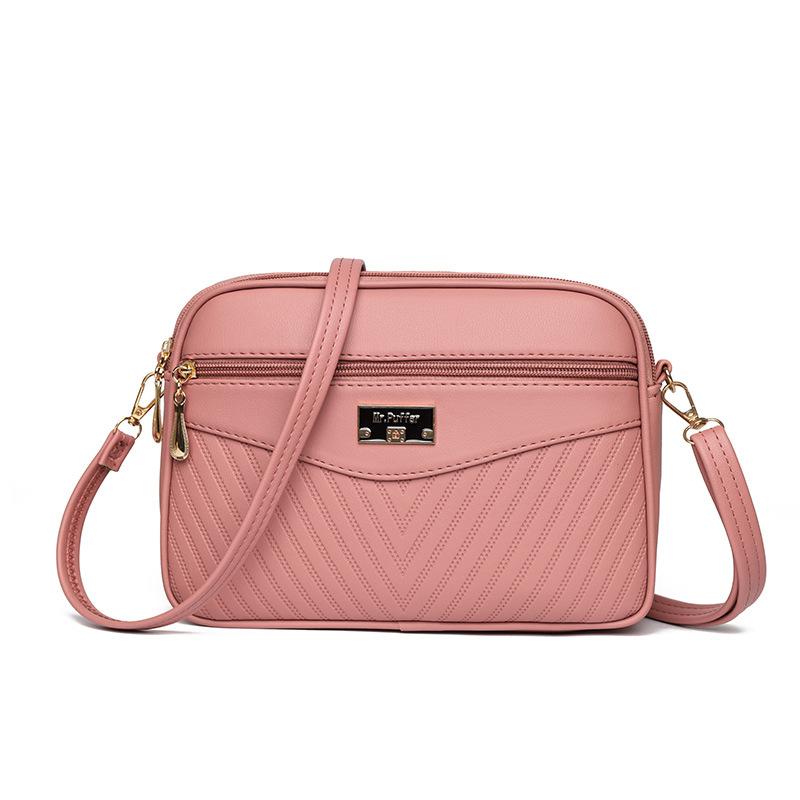 New Women's Bag with Diamond Embroidered Thread PU Small Square Bag Shoulder Bag Fashionable and Versatile Round Crossbody Bag