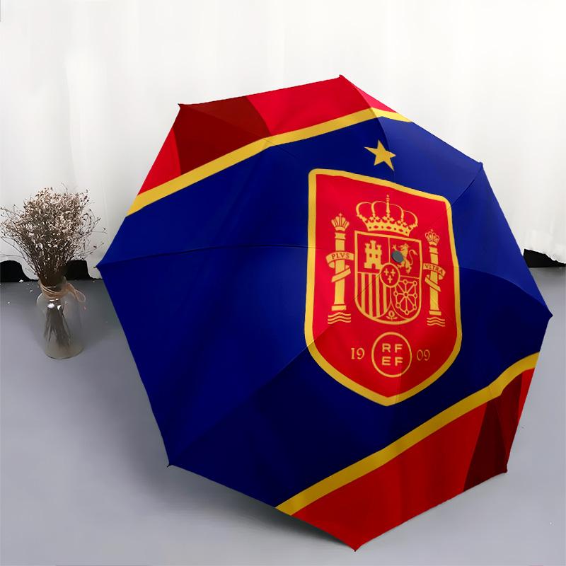 Spain National Football Teampattern, automatic folding umbrella, portable and foldable design, 8 ribs, a Christmas or birthday gift.