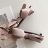 Fabric Solid Color Bow Temperament Headwear Banana Clip Women Hair Clip Korean Style Vertical Clip