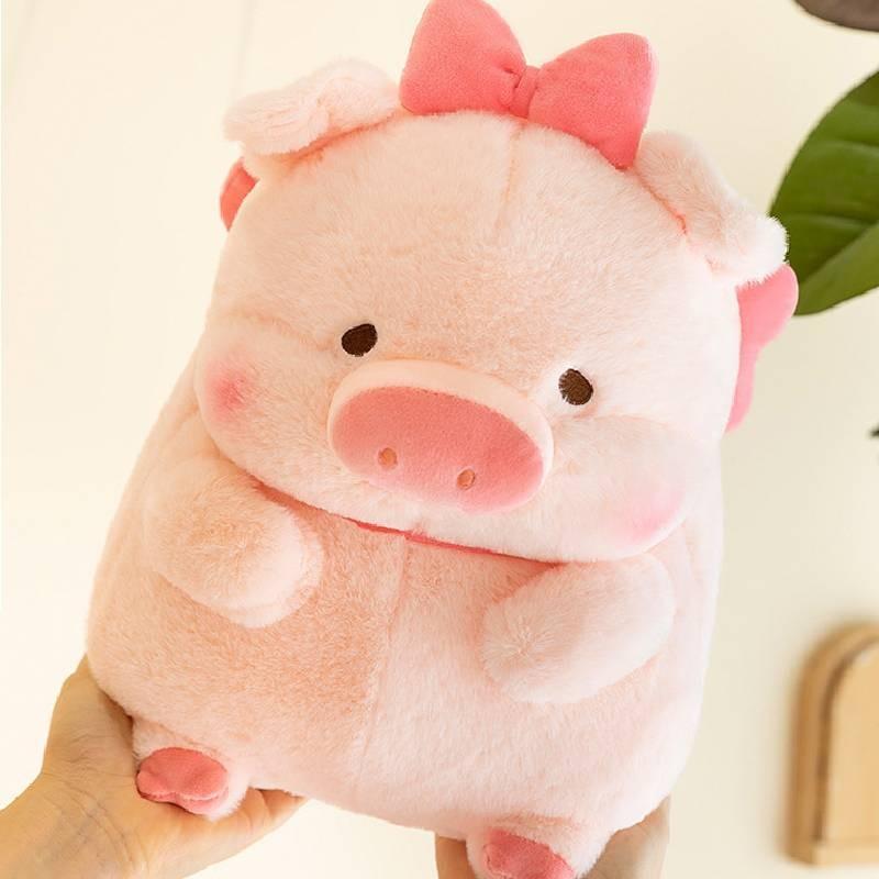 Plush Bowknot Pig Toy Cartoon Animal Stuffed Doll Decoration Kids Cute Gift