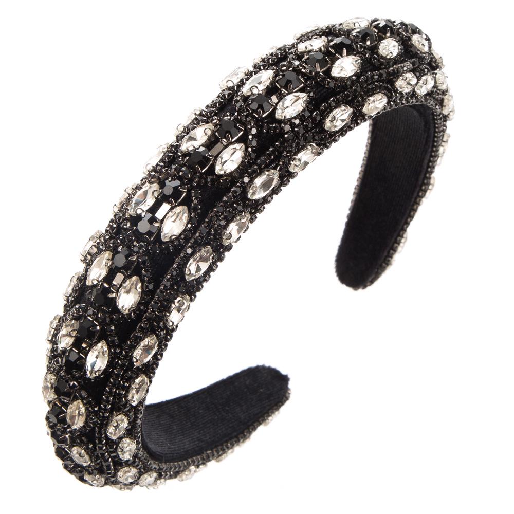 Heming Retro-Inspired Headband with Colored Glass and Diamond Inlays - Elegant Accessory for High-End Events