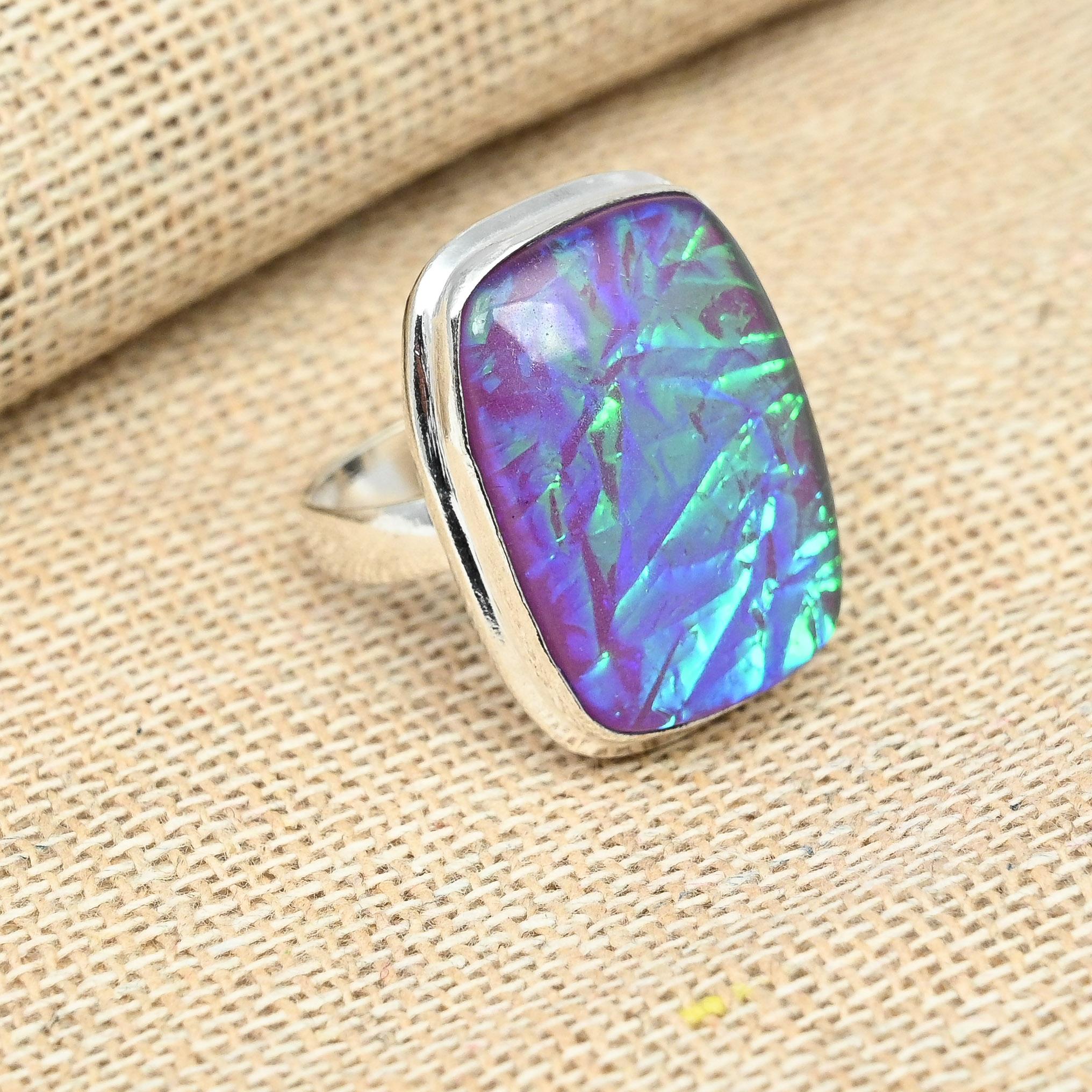 

Фиолетовый австралийский тройной опал, драгоценный камень, твердое серебро 925 пробы, ювелирные изделия ручной работы 7.5 фиолетовый