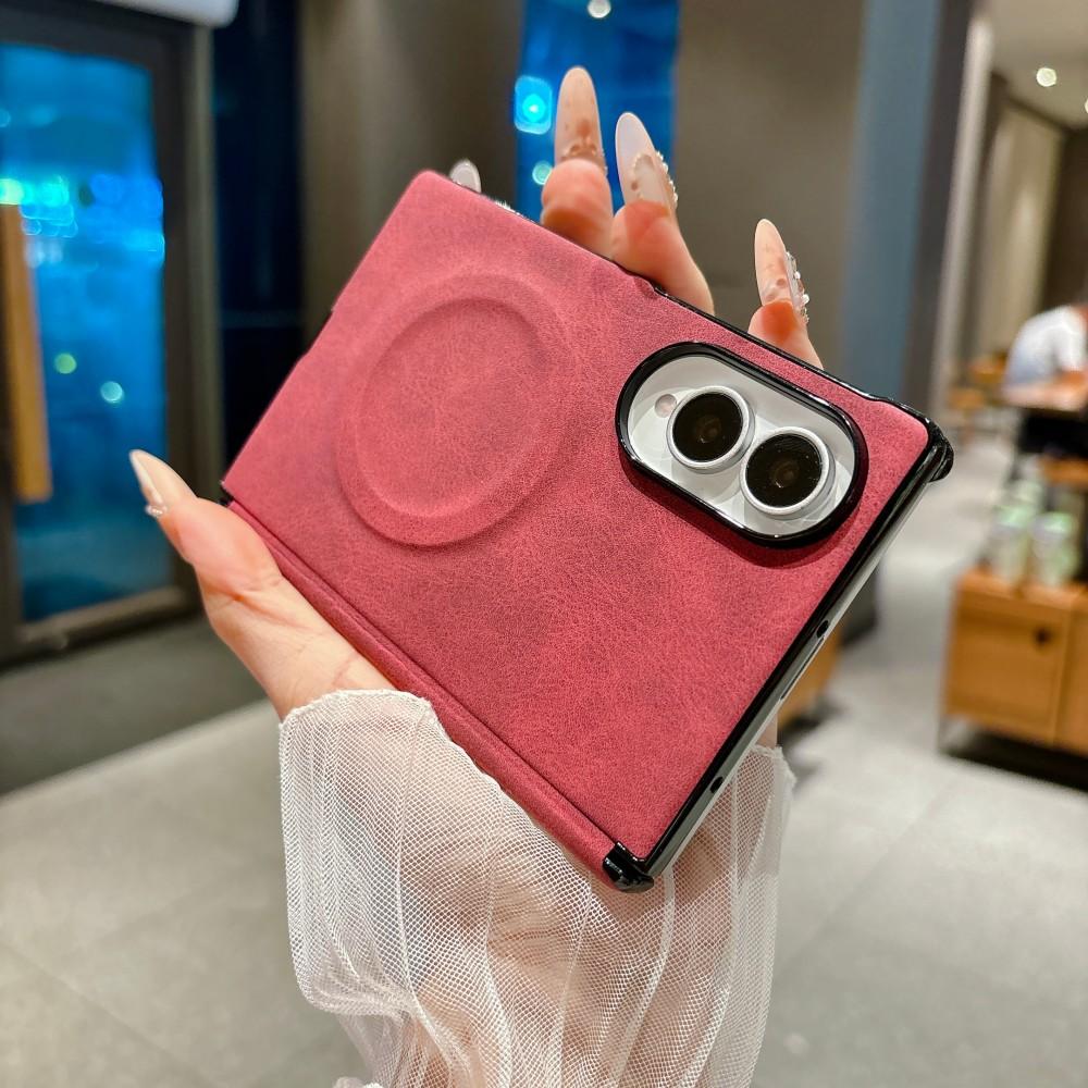 PU Sheepskin Leather Luxury Magnetic Case for Samsung Galaxy Z Fold 8 Ultra 8 7 6 5 Wireless Charging Hinge Protective Cover
