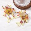 Bohemian Fashion Trend Exaggerated Multi-colored Crystal Floral Flower Fringe Resort Style Earrings