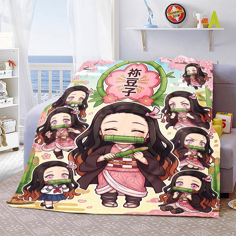 Nezuko Anime Blanket Flannel Throw Soft Warm Lightweight Blanket for Bed Sofa Cozy Home Decor Use -QJY