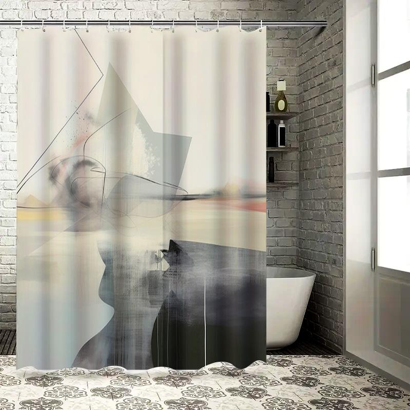 

Artistic Abstract Shower Curtain Set Modern Geometric Design Decor For Bathroom W60H190(CM)-1 Pcs
