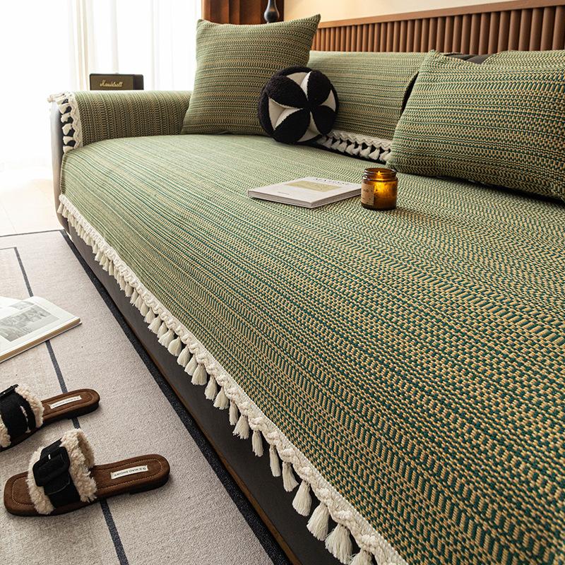 All Seasons General Traditional Coarse Cloth Sofa Cover Thickened Cotton Linen Fabric Cushion Anti Slipanti-Static Sofa Cover