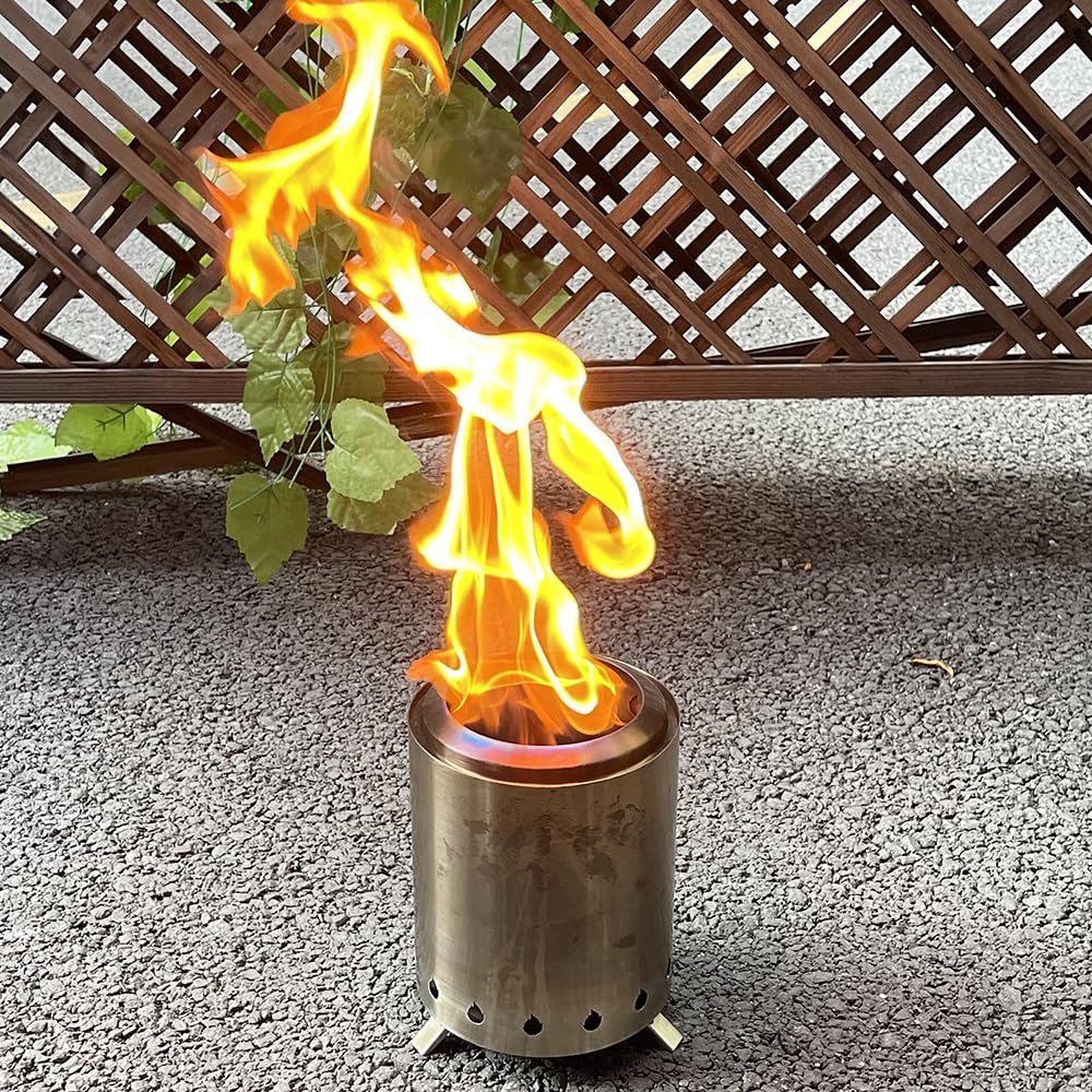 Xtahdge Stainless Steel Camping Wood Stove, Outdoor Smokeless Fire Pit, Small Backpacking Stove