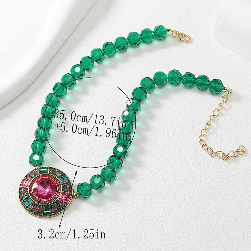 Retro Trend Diamond Necklace Earrings Set  For Women