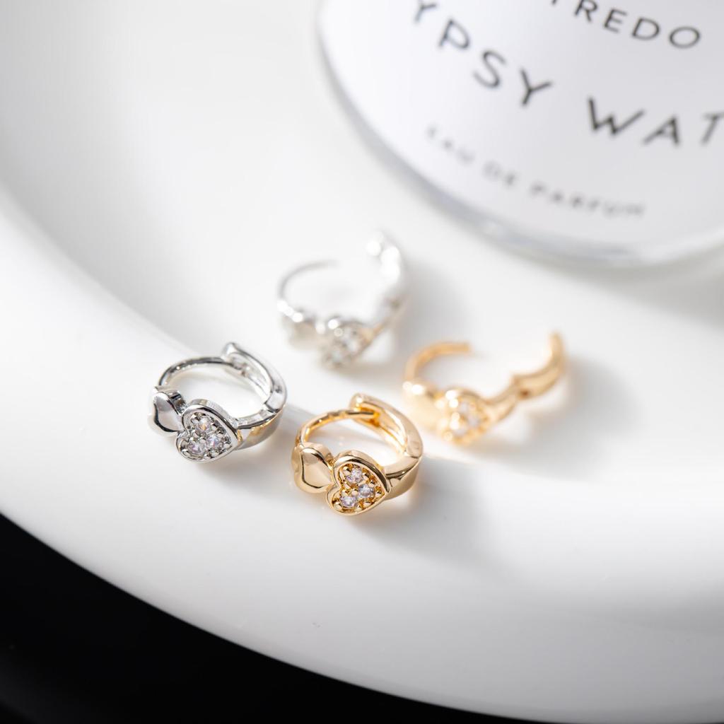 Classic Double Heart Zircon Earrings - European & American Fresh Fashion