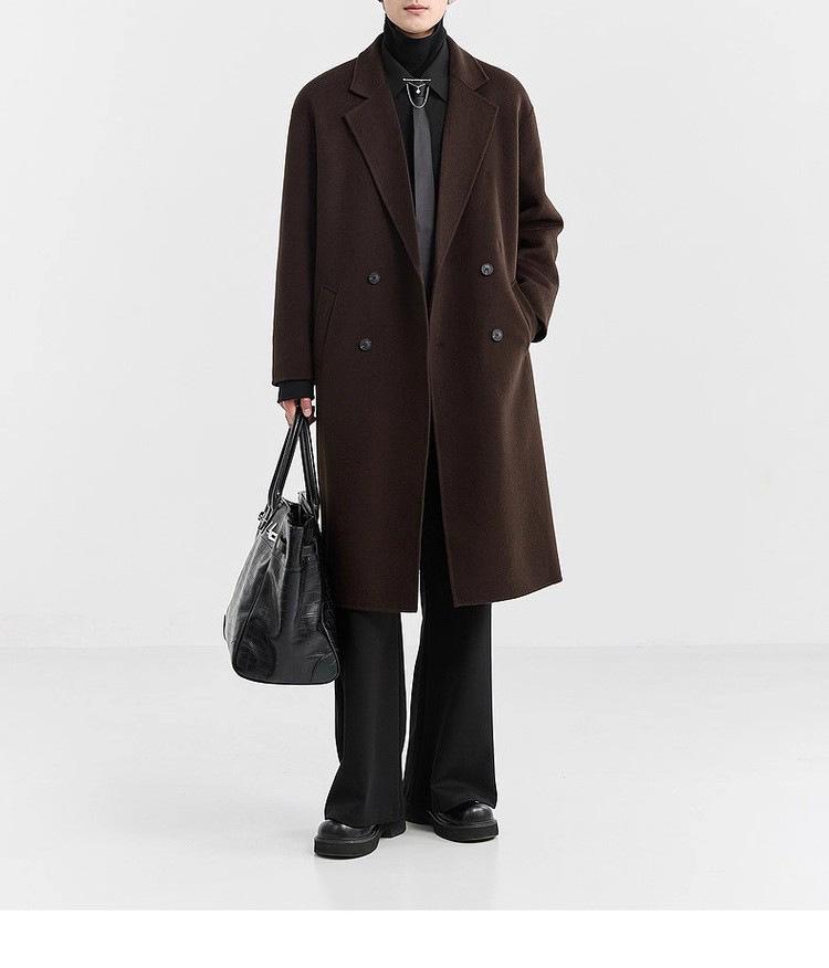 Men's Long Wool/Down Lapel Winter Coat