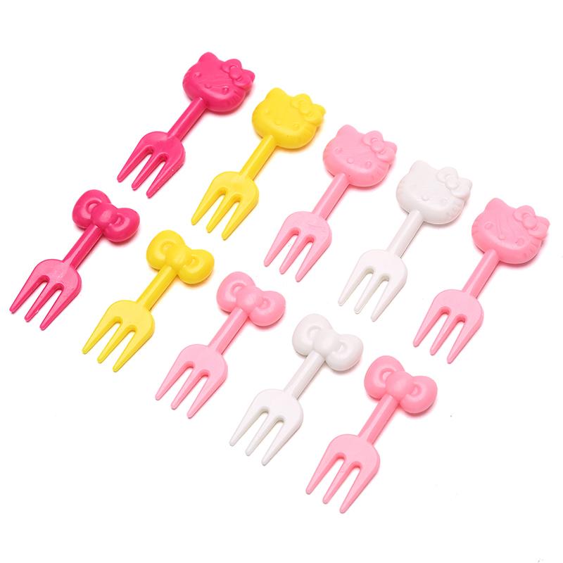 10Pcs/Set Cat Mini Animal Cartoon Food Picks Children Snack Fruit Fork