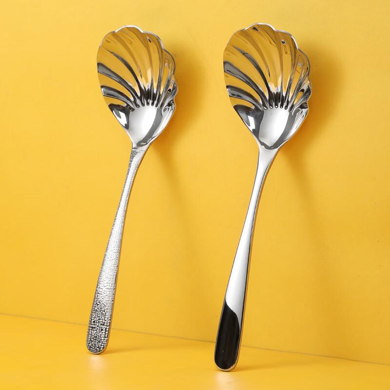 304 Stainless Steel Hammered Shell Serving Spoon