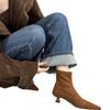 Korean niche fashionable suede thin heel short boots women's 2025 autumn and winter new commuting versatile zipper thin boots