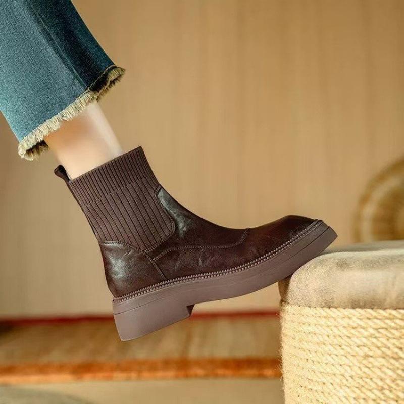 Thick-soled elastic boots versatile women's cross-border small knitted wool tube women's shoes 2026 new high-heeled thin boots
