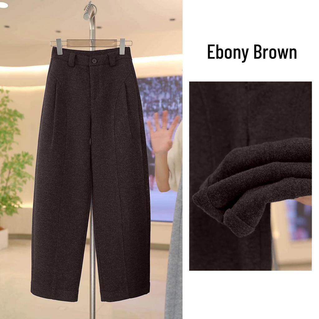 Women's High-Waisted Wool Wide-Leg Pants - Autumn Winter 2025 Bestseller with Velvet Slimming Base.